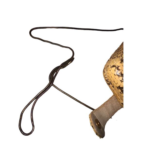 Vintage 70s Le-Ann Hard Shell Yellow Black Gold Evening Bag Italy - Picture 8 of 8